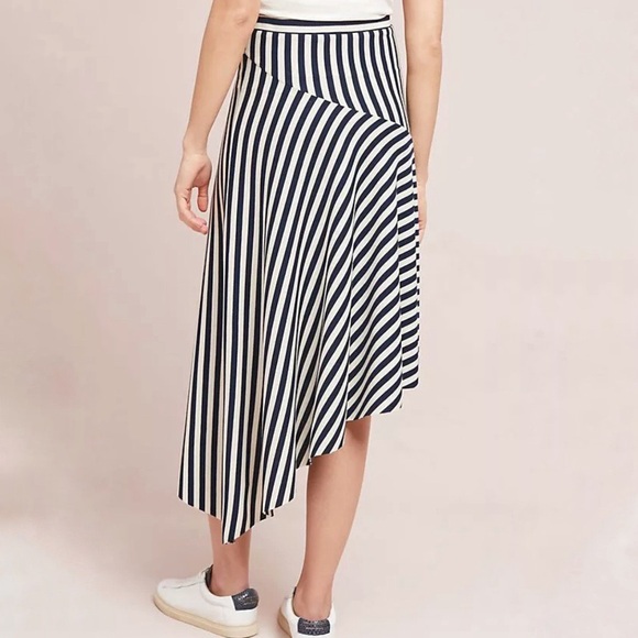 SUNDAY IN BROOKLYN Anthropologie Miranda Striped Asymmetrical Skirt Navy Sz XS - Picture 2 of 8